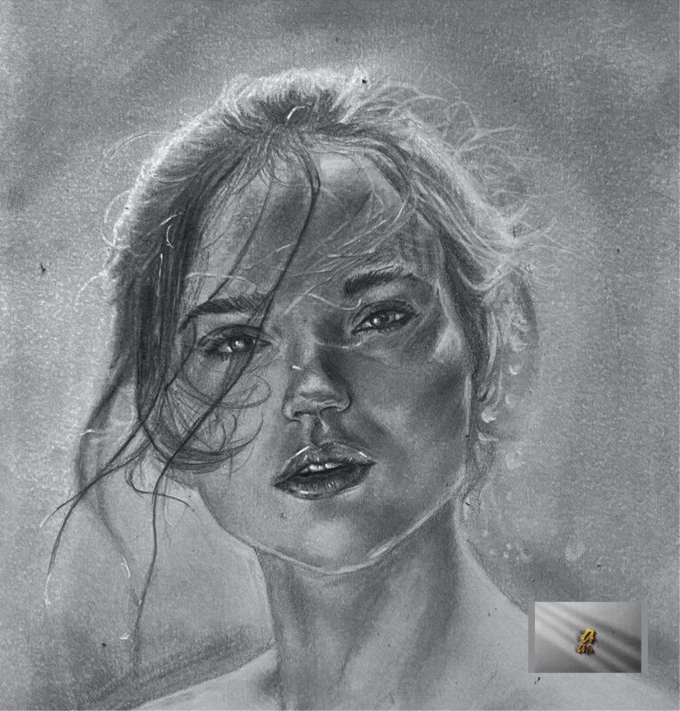hyper realistic pencil drawing of a brunette girl by | Stable Diffusion